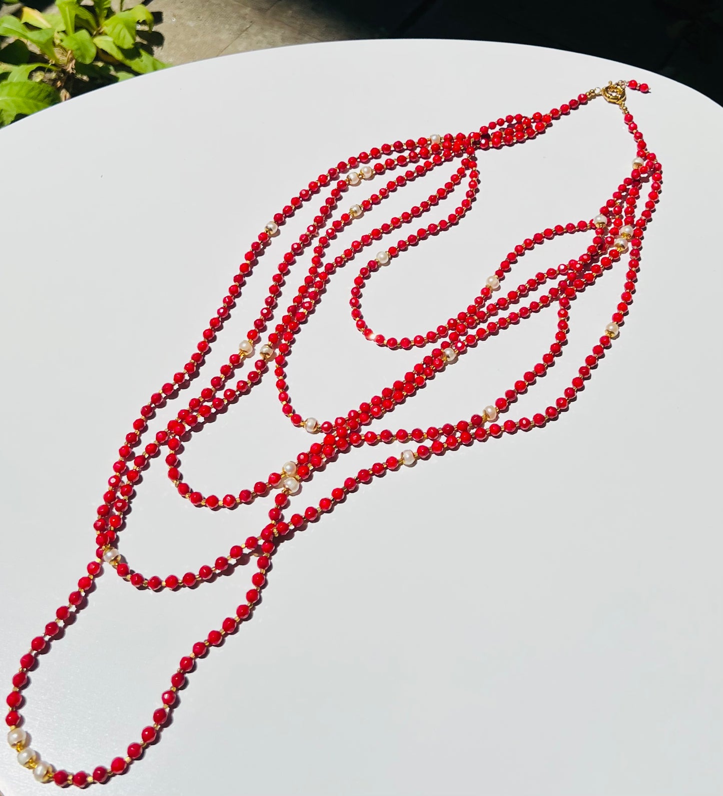 RED CORAL AND PEARLS NEKLACE