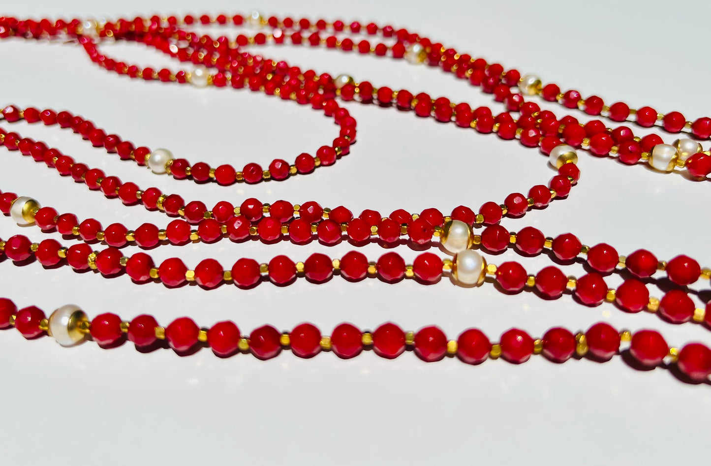 RED CORAL AND PEARLS NEKLACE