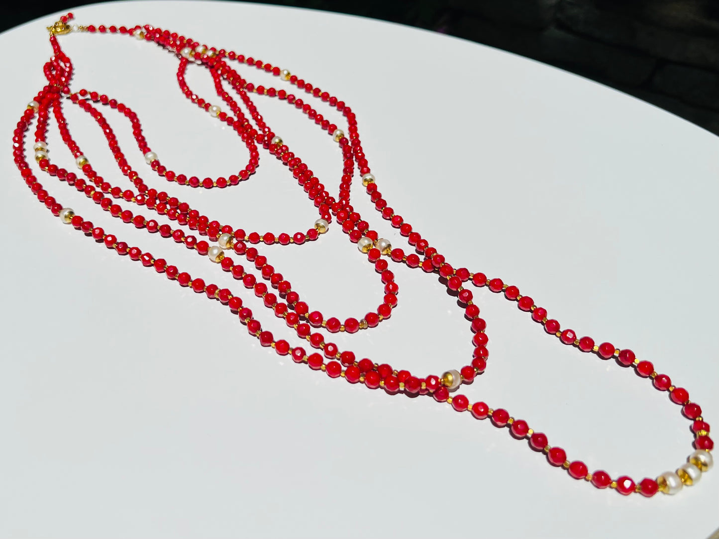 RED CORAL AND PEARLS NEKLACE