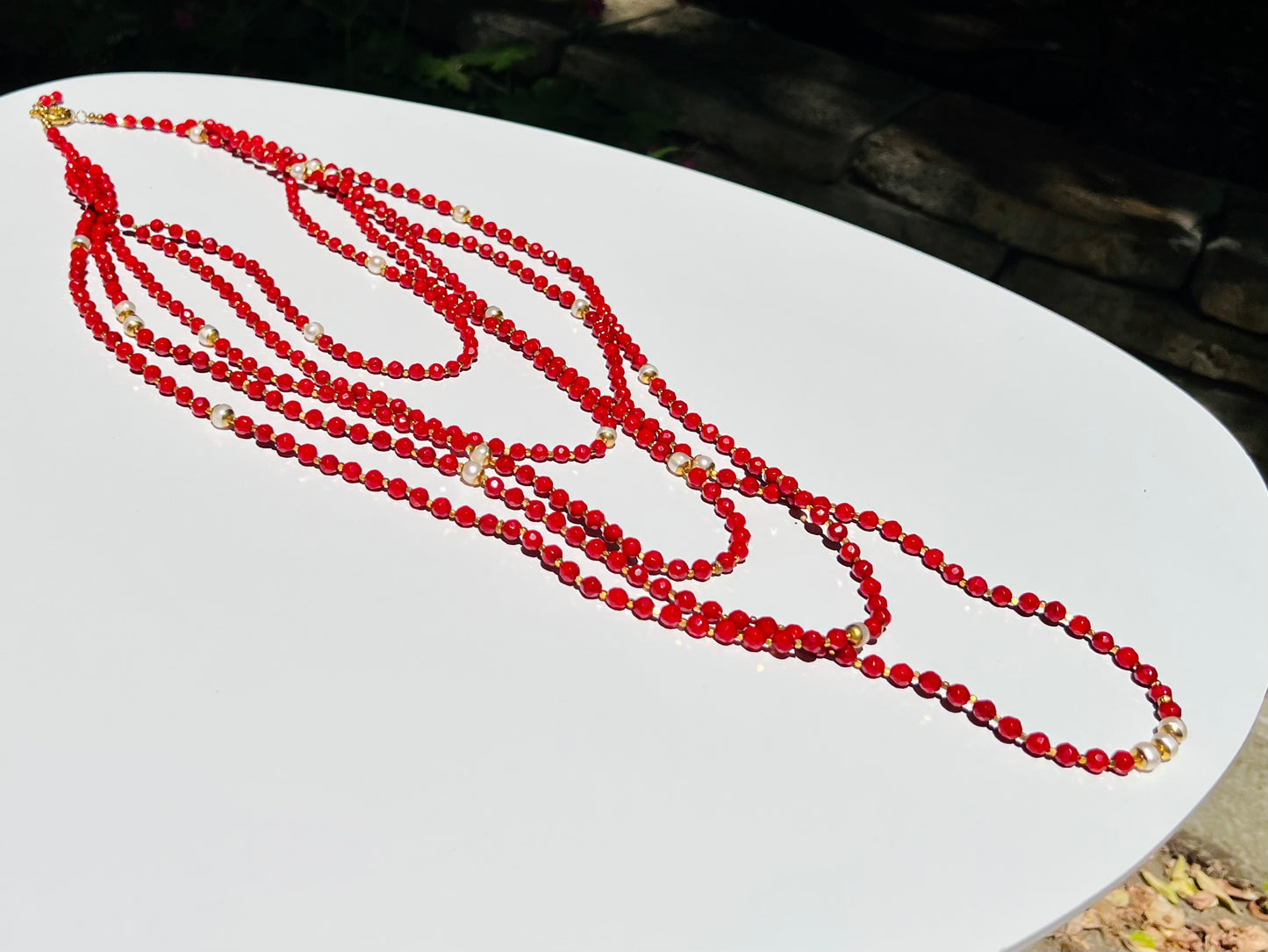 RED CORAL AND PEARLS NEKLACE