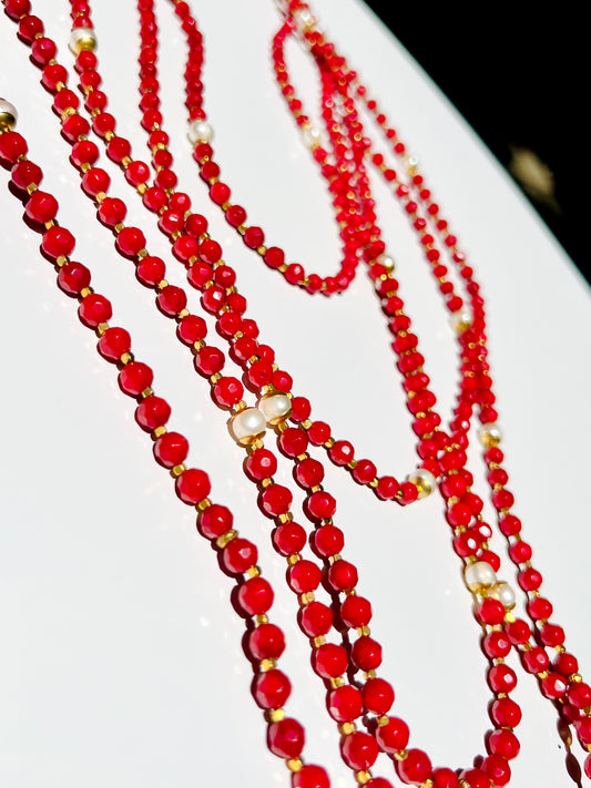 RED CORAL AND PEARLS NEKLACE