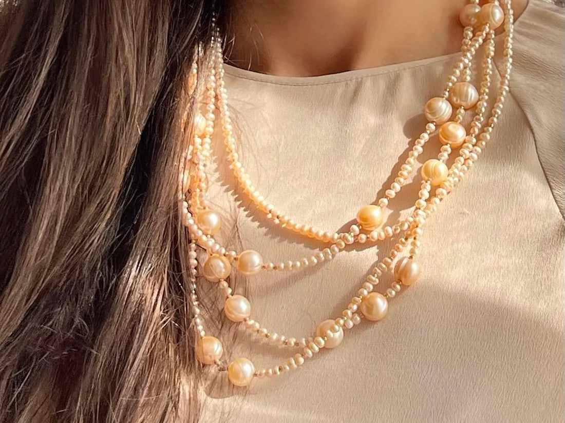 Sterling Pearl Necklace: Champagne | Lily Blanche – Lily Blanche